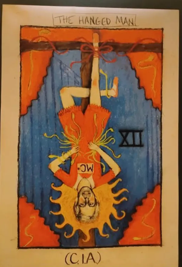 Epstein hanging above words CIA