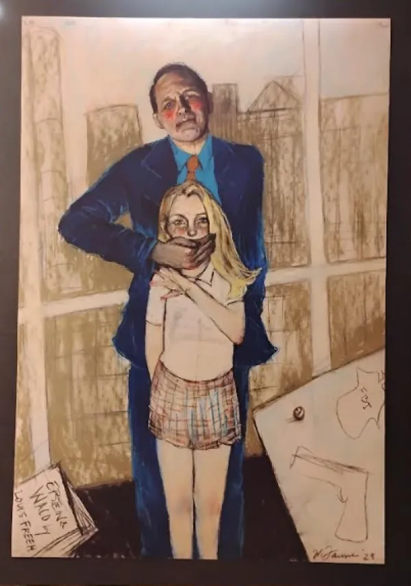 A man with his hand over a little girl's mouth