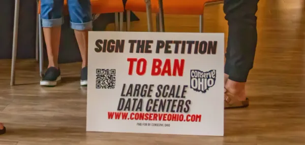 Sign against data centers