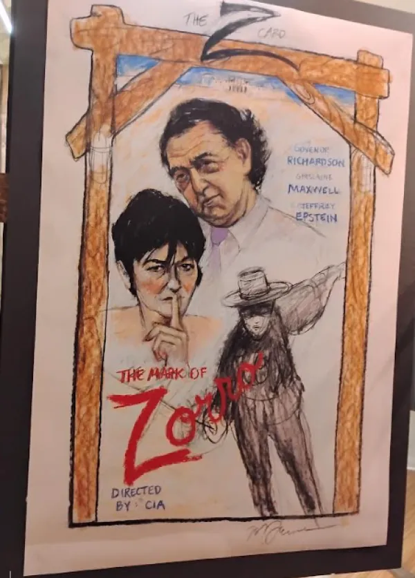 Zorro poster with Bill RIchardson, Ghislaine and Epstein
