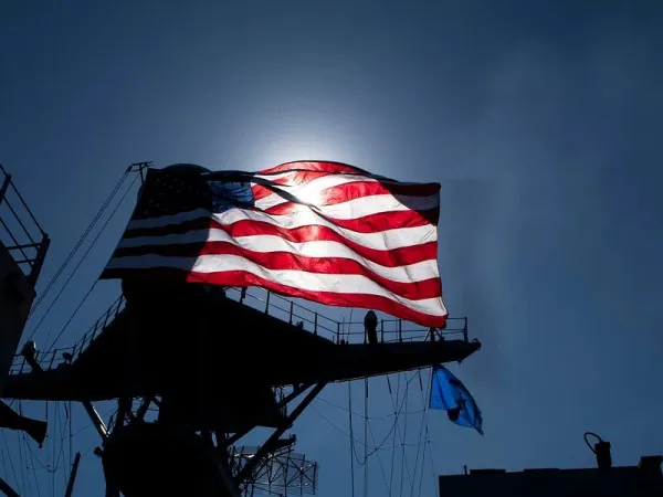 Flag and fighter jet
