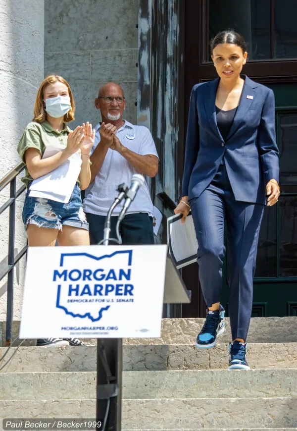 Morgan Harper at rally