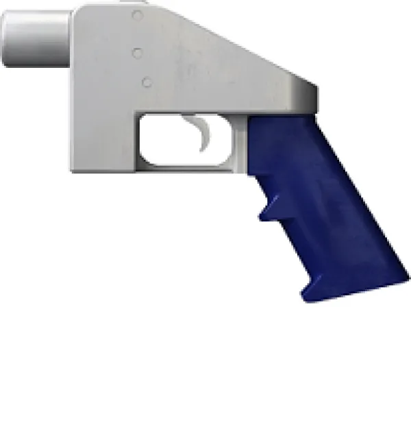 Strange looking bright blue and white handgun