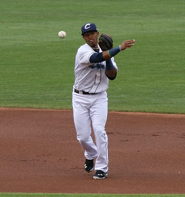 Lindor throwing baseball