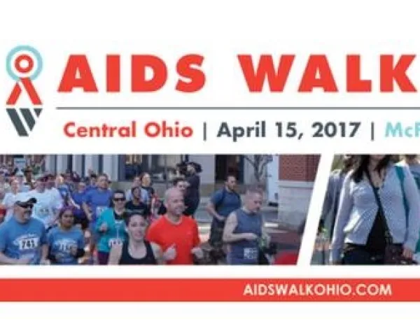 People jogging and words AIDS walk