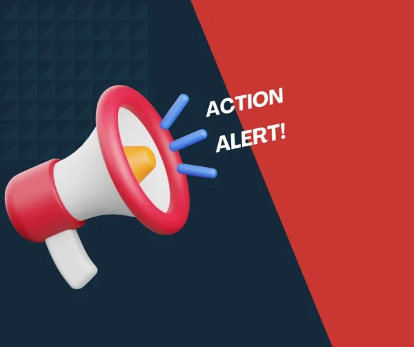 Action alert with bullhorn
