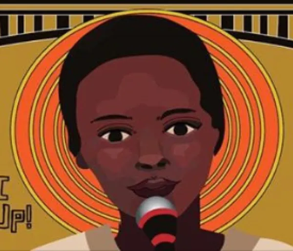 Black woman speaking into a mic