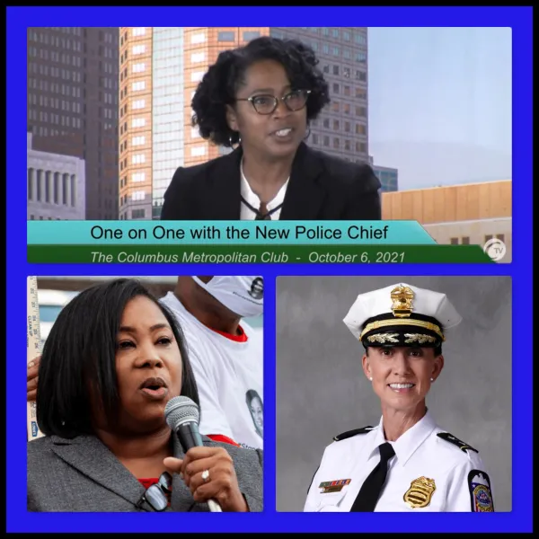 Collage of photos of three women