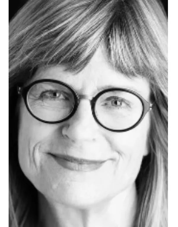 White woman with glasses