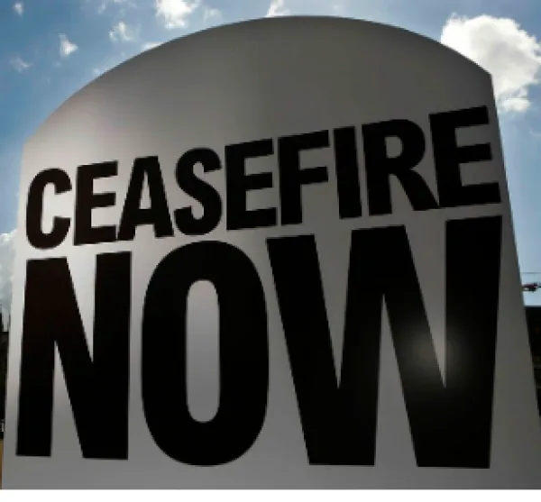 Sign saying Ceasefire Now