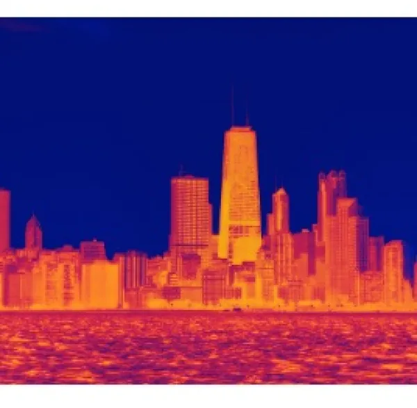 Red hot city skyline