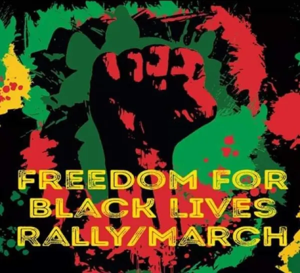 Name of march and fist in air