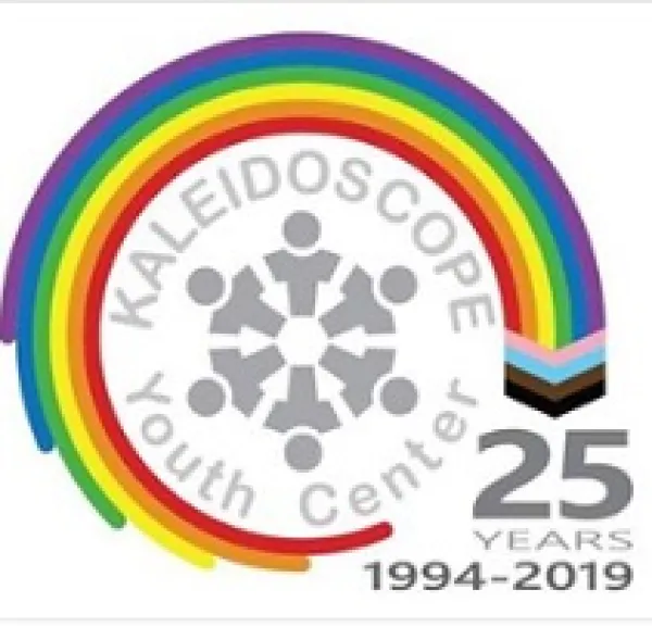 Rainbow circle with words Kaleidoscope Youth Center