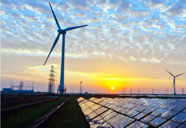 Wind turbine and solar panels