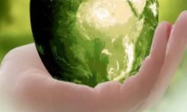 A hand holding the world