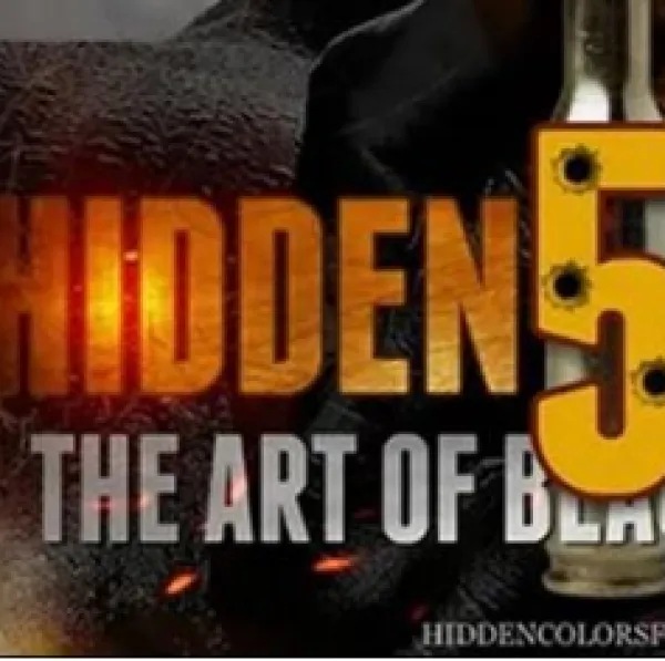 Large orange words against black: Hidden 5 The Art of...