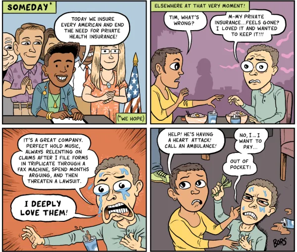 Comic about wanting to pay for healthcare