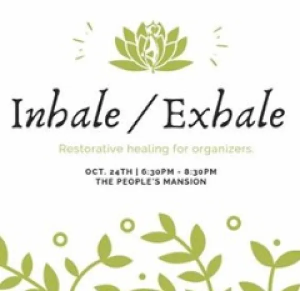 Words Inhale/Exhale with flower border