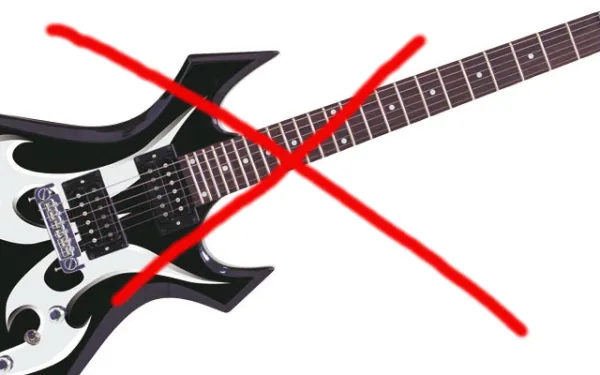 Red X over an electric guitar