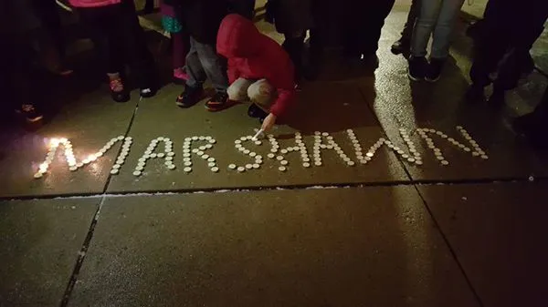 Candles spelling out Marshawn