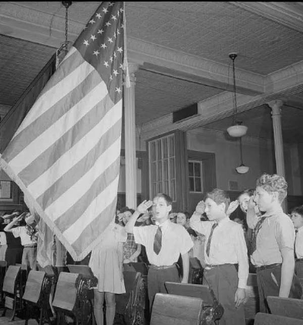 Kids doing pledge of alligiance