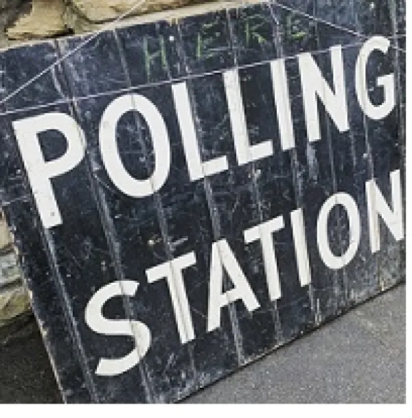 Polling station sign