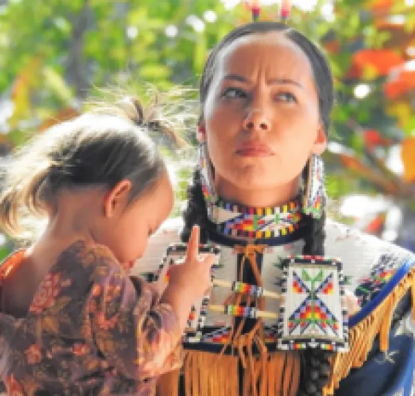 Native American woman and child