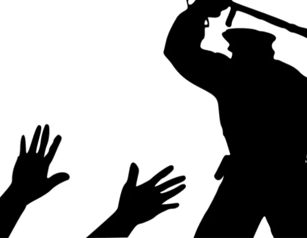 Cop hitting someone on the ground