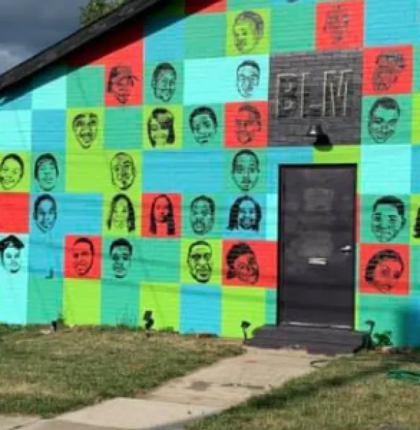 Building with colorful art on it