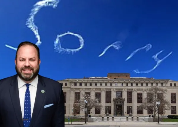 Remy, City Hall and Sorry written in the sky