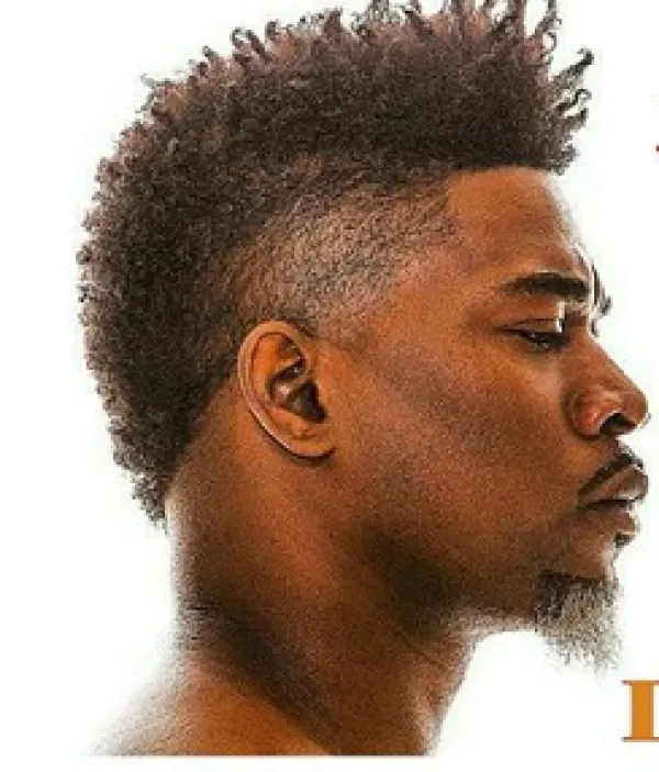 Black man's face facing right with eyes mostly closed and grayish goatee