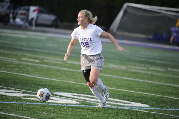 Woman playing soccer