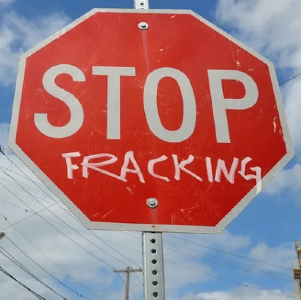 Stop sign saying Stop Fracking
