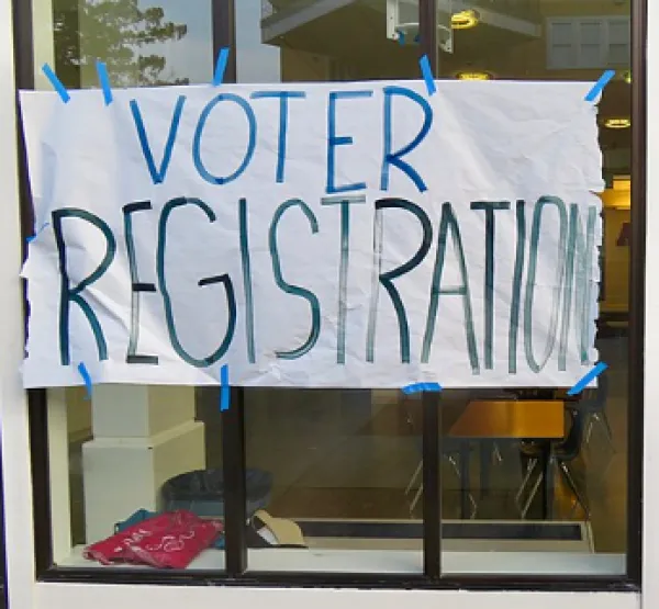 Voter registration sign