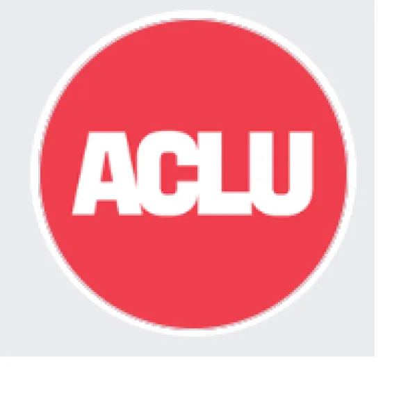 Round red circle with letters ACLU 