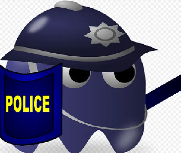 Pac man dressed like a policeman