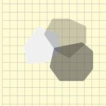 A light squared grid in the foreground and two oddly shaped geometric blocks behind it