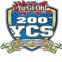 Logo of a blue shield with Yu-Gi-Oh! trading card game 200 YCS