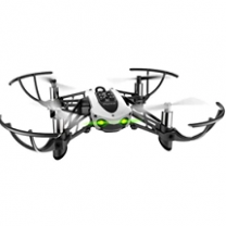 Flying drone with four wing-looking things out to the sides curving up
