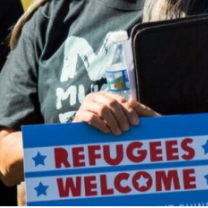 Refugees welcome sign