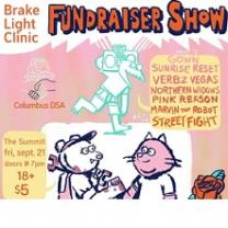 Words Brake light clinic fundraiser show and details about the event with pictures of animals