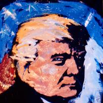 Painting of Trump's face frowning