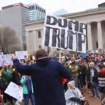 Dump Trump sign at protest at Statehouse