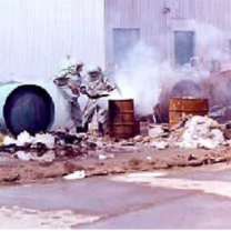 Smoky area around barrels