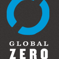 Logo with blue circle and words Global Zero