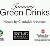 Words January Green Drinks hosted by Chadwick Arboretum and some logos