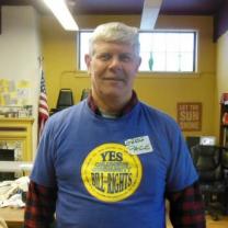 Greg Pace in Columbus Community Bill of Rights shirt