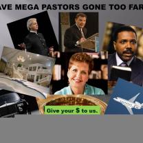 Collage of photos of pastors plane, car, big house, request for money