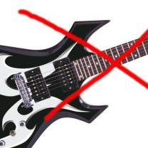 Red X over an electric guitar