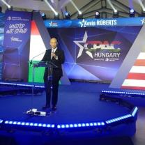 Kevin Roberts addressing CPAC Hungary 2023. Bálna Convention Center, Central Europe.